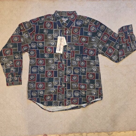 Gulf Traders Other - Gulf Traders Men's Large Long Sleeve Button Up Shirt Maroon/Green